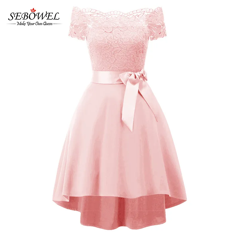 New Lace Short Sleeve Off Shoulder WomenのProm Dress