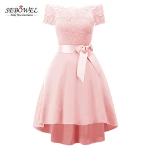 New Lace Short Sleeve Off Shoulder WomenのProm Dress