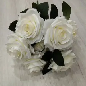 FC2102 थोक 10 सिर बिक्री के लिए कृत्रिम शादी रेशम गुलाब के फूल गुलदस्ते