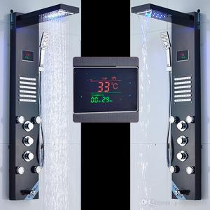 <span class=keywords><strong>Columna</strong></span> de <span class=keywords><strong>ducha</strong></span> LED de pared Pantalla de temperatura para <span class=keywords><strong>ducha</strong></span> de lluvia, cascada, <span class=keywords><strong>ducha</strong></span> de mano, masaje de chorro, juego de grifos mezcladores de <span class=keywords><strong>tres</strong></span> manijas - Product Image 1