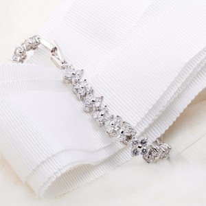 Teemi <span class=keywords><strong>blanc</strong></span> plaqué <span class=keywords><strong>or</strong></span> Four Leaves CZ Flower Connecté femmes Bride Bracelet - Product Image 2