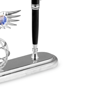 Crystocraft Deluxe Chrome Plated Iron Eagle Globe <b>Pen</b> Holder Decorated with Brilliant Cut Crystals Promotional Corporate Gifts - Product Image 3