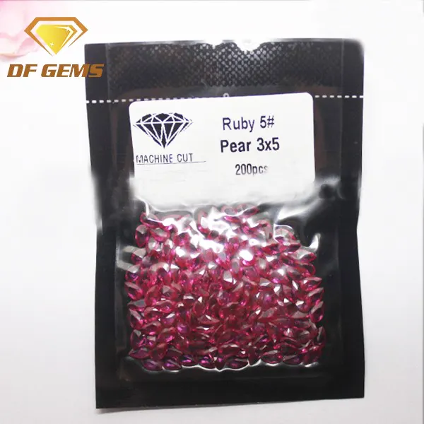 Grosir 3X5Mm Bentuk Pir Batu Permata Delima Longgar Ruby Sintetis 5 # Korundum