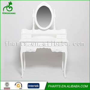Blanco brillante Soporte De Madera Dormitorio <span class=keywords><strong>Vestidor</strong></span> Espejo - Product Image 1