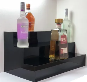 Étagère de présentation pour bouteilles de liqueur, en acrylique noir, à 3 niveaux, présentoir à alcool, 30 ml