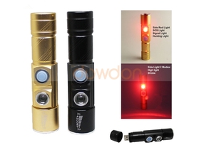 Đèn Pin Sạc USB 5 Chế Độ Đèn Pin LED Đỏ Trắng Công Suất Cao Có Thể Phóng To - Product Image 4