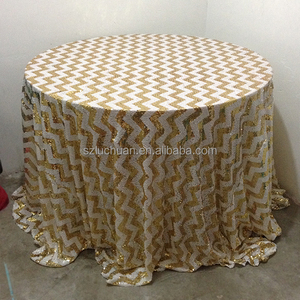 Cao Chất Lượng Bữa Tiệc Đảng Vàng và Trắng <span class=keywords><strong>Chevron</strong></span> Sequin Khăn Trải Bàn - Product Image 2