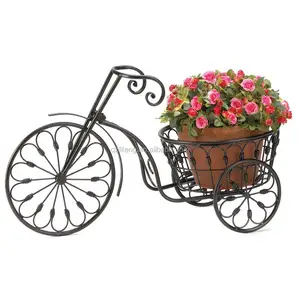 Metal Bicycle Flower Planter Rack for Garden Decoration Ornament Used with Flower/green Plant Iron Black Floor American Style