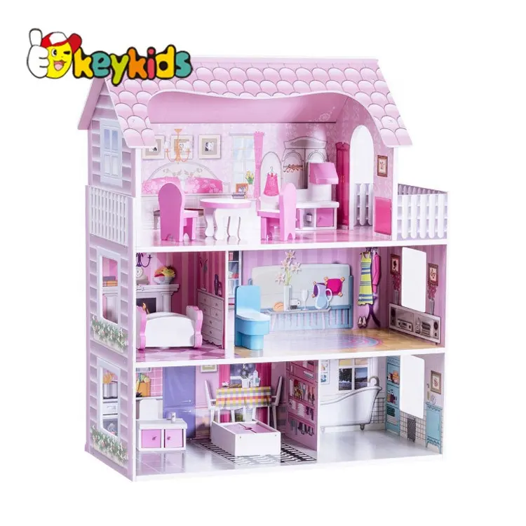 Casa de boneca de madeira infantil clássica, para atacado w06a139