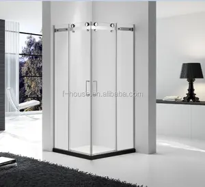 Big SUS 304 Roller Frameless Design Square Shape Glass Shower