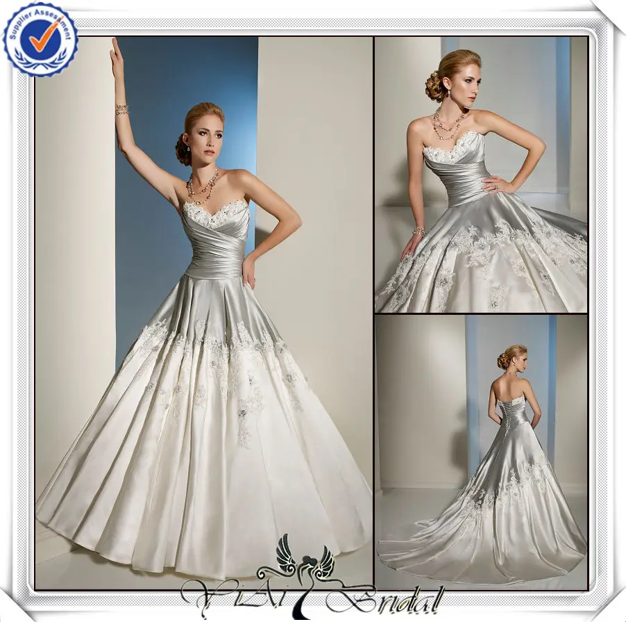 Jj3464 blanc perles et ruban de satin de soie robe de bal robe de mariée 2014 l'amélioration