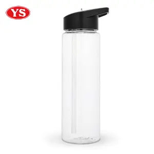 Custom Imprinted Clear Water Plastic Bottle with Flip Straw 25 oz.