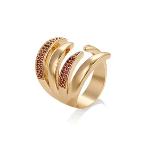 15079 Fashion 18k gold diamond zircon finger rings wholesale stone ring designs for girls