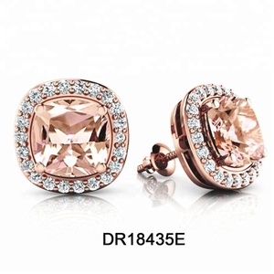 Plata esterlina 925 amortiguador corte <span class=keywords><strong>morganita</strong></span> pendientes - Product Image 1