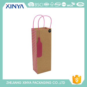 Plegable elegante sola botella de <span class=keywords><strong>vino</strong></span> marrón kraft bolsa de papel con <span class=keywords><strong>el</strong></span> logotipo impreso - Product Image 3