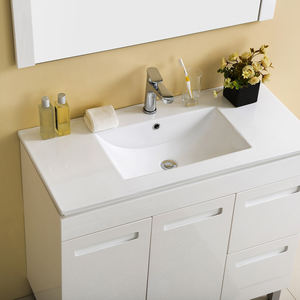 Montado <span class=keywords><strong>En</strong></span> el <span class=keywords><strong>piso</strong></span> PU Impermeable Contrachapado Pintado Colección de Baño Vanidades Con Baño Espejo - Product Image 3