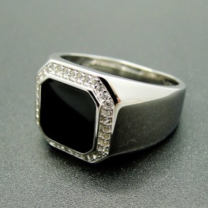 Di alta Qualità Classiche Da Uomo <span class=keywords><strong>Anelli</strong></span> In <span class=keywords><strong>Argento</strong></span> Sterling 925 Dei Monili di Modo Degli Uomini Di Fidanzamento Smalto Nero Anello - Product Image 6