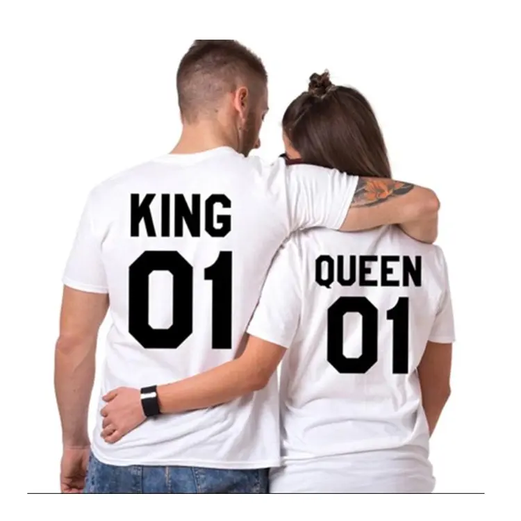 Custom o-neck cute printed couple t shirt design for lovers