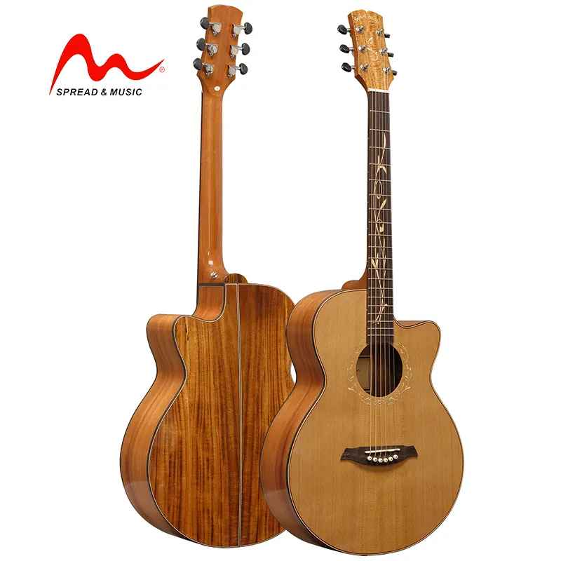 Wholesale high quality acoustic guitar solid koa top acoustic guitar HW-08XDC