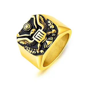 Marlary Punk Gaya Desain Emas Diisi Cincin Desain untuk Pria 24K Royal Gold