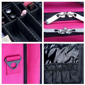 Sac de voyage de maquillage pour brosse femmes bigoudi Salon outil de beauté des ongles attacher au chariot avec miroir Portable maquillage Train Case - Product Image 5