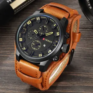 CURREN 8225 Watch Men Quartz Watch Mens Watches Top Brand Luxury Leather Sports Wristwatch Date Clock 8225