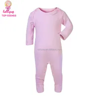 Ropa de Boutique para niñas, mono de punto de Babygrow, Pelele de algodón en blanco con pies de bebé rosa, ropa de dormir para niñas, pijamas 2018