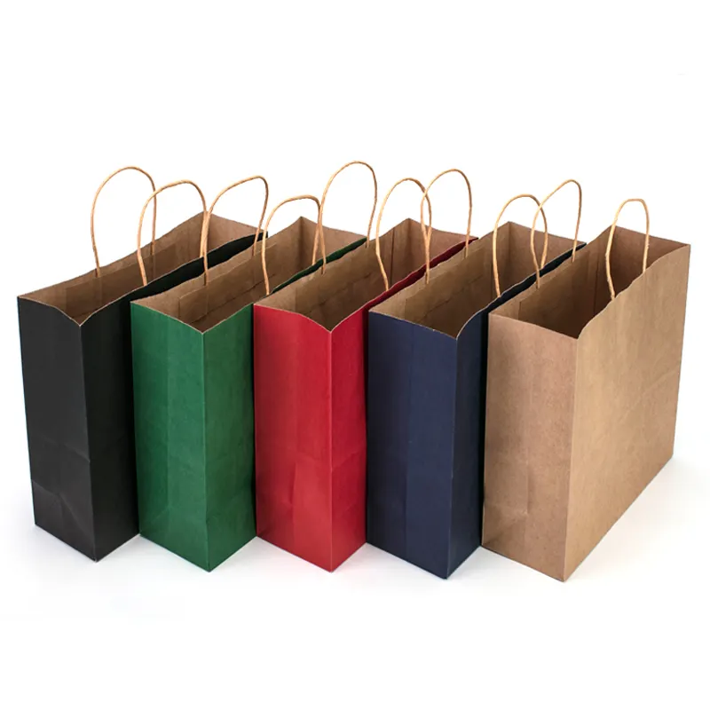 Faible QUANTITÉ MINIMALE DE COMMANDE Personnalisé Recyclé Porter Shopping Kraft Brun Papier Kraft Sac Cadeau