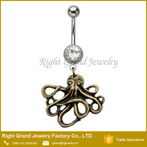 Acier chirurgical Effacer CZ Gem Balancent Poulpe Nombril Anneau Balancent Nombril Anneau - Product Image 1