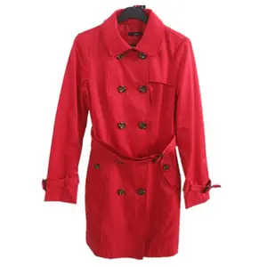 أزياء الخريف/الشتاء معطف 2015 أحمر طويل خندق معطف