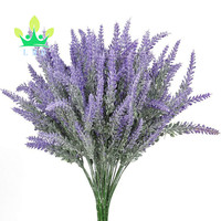 Fleurs artificielles Bouquet de lavande floquée Toucher réel Fleurs de mariage Plantes pour la décoration de la salle de fête Maison Hôtel