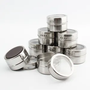 Fridge Magnetic Spice Tins Stainless Steel Spice Jar Herb Spice Tools Wholesale Salt And Pepper Shaker Condiment Server