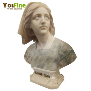 Busto de Cabeza Femenina Antigua de Mármol Tallado a Mano de Juana de Arco - Product Image 3
