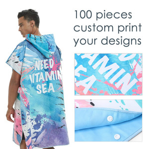 Commercio all'ingrosso Logo Personalizzato Ricamo In Microfibra Surf Nuoto in Mare Per Adulti Accappatoio <span class=keywords><strong>Telo</strong></span> Da Bagno Con Cappuccio <span class=keywords><strong>Poncho</strong></span> Asciugamano - Product Image 2