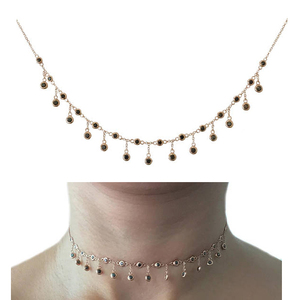 Moda matrimonio regalo di fidanzamento delicate donne gioielli oro rosa nero cz elegante ciondolo ciondolo con nappe girocollo collana - Product Image 1