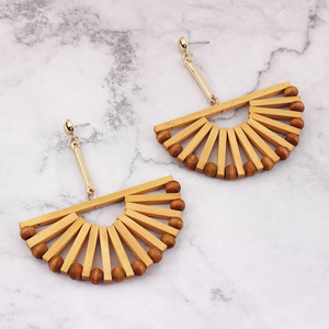 Bohemia de madera en forma de abanico cuelga <span class=keywords><strong>el</strong></span> pendiente de la joyería - Product Image 2