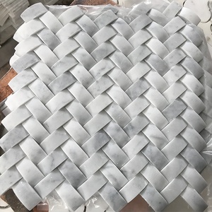 <span class=keywords><strong>Mix</strong></span> Trắng Carrara Giỏ Dệt Đá Cẩm Thạch Gạch Khảm - Product Image 4