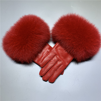 Caliente venta de moda de cuero genuino de las señoras, guantes de piel de invierno gruesa impermeable guantes de cuero