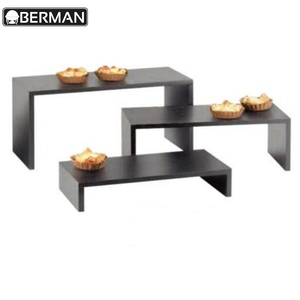 Catering equipment buffet ware soporte elevador de pasteles de madera negro, elevador de buffet de madera de 3 niveles evelación para restaurante - Product Image 1