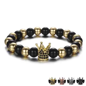 Fashion Gold Stone Crown Bead Armband Groothandel NS180925