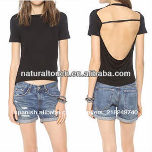 <span class=keywords><strong>Barco</strong></span> de <span class=keywords><strong>la</strong></span> mujer de <span class=keywords><strong>manga</strong></span> corta cuello sin respaldo superior/blusa/camiseta( ntf03059) - Product Image 1