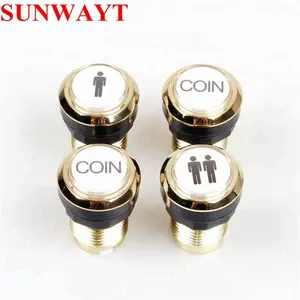 32Mm Kleine Ronde Chrome Gold Plating Verlichte Knop Schakelaar 12V 1P/2P Coin Led Arcade game Drukknop Voor Jamma Arcade Game