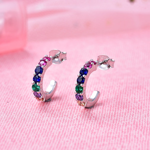 POLIVA Women's 925 Sterling <strong>Silver</strong> <strong>Hoop</strong> <strong>Earrings</strong> Wholesome Fashion with Rhodium Plating Zircon Stone for Wedding Party Gifts - Product Image 3