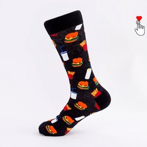 Bière Hamburger Frites Nourriture Chaussettes Robe Personnalisée Dessin Animé Mignon Équipage Hommes Fun Chaussettes - Product Image 2