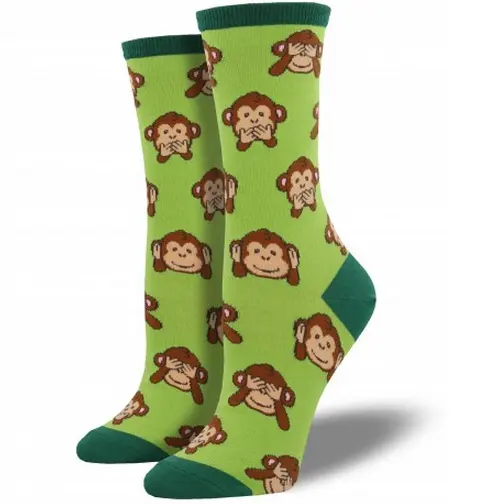 Brillante colorido diseño mono lindo patrón calcetines de algodón/calcetines de fibra de Bambú