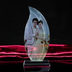 Объемная настольная фоторамка k9 с прозрачными листьями, сувенирная Подарочная фоторамка из хрустального стекла с УФ-печатью для подарка на свадьбу или годовщину