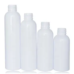 Garrafas plásticas redondas brancas personalizadas, garrafas de 100ml 30ml