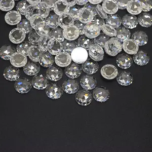 Pietra di zirconia cubica bianca creata in laboratorio, taglio rosa, fondo piatto e rotondo, 8 mm - Product Image 2