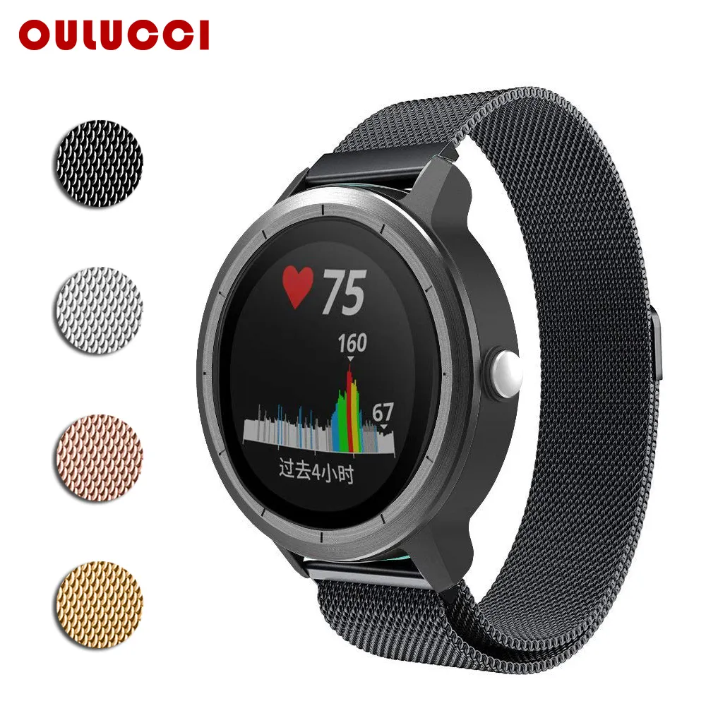 OULUCCI Mesh loop stainless steel Fitness Replacement Band Strap Wrist Band For Garmin Vivoactive 3 Vivomove Vivomove HR