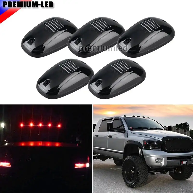 Smoked Lens red LED Cab Roof Top Marker Running Lights For Truck SUV 4x4 (For Chevy Ford Dodge GMC, etc)